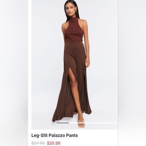 Forever 21 - Women's Leg-Slit Palazzo Pants in Chocolate Brown